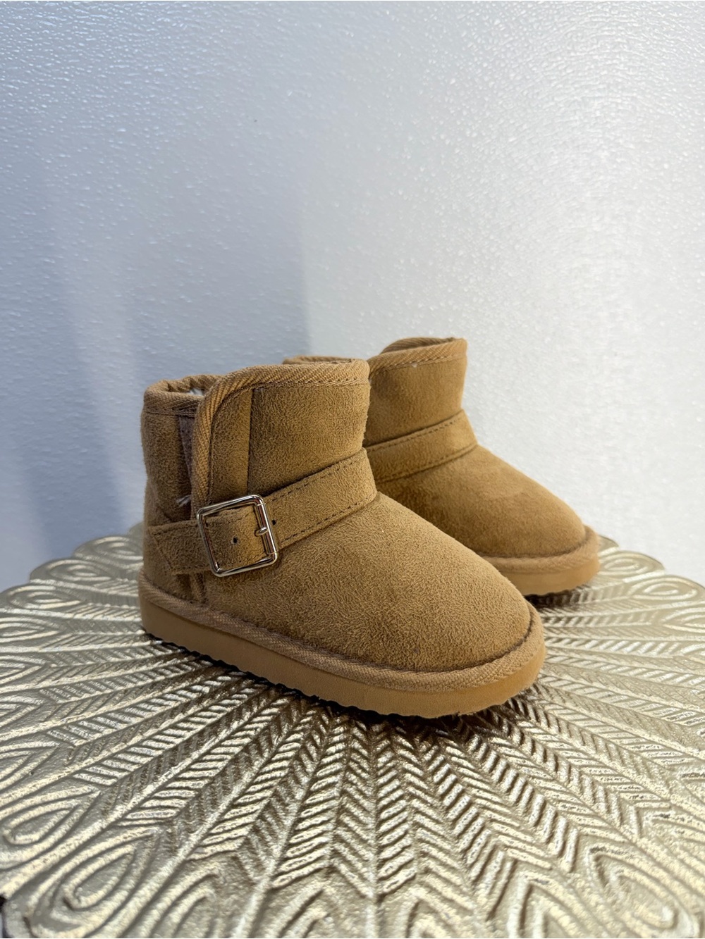 Capelli New York Kids Faux Fur Buckle Ankle Boots Tan